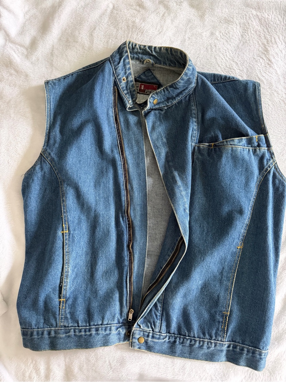 Denim Forum Men's Sleeveless Denim Vest in Medium Blue